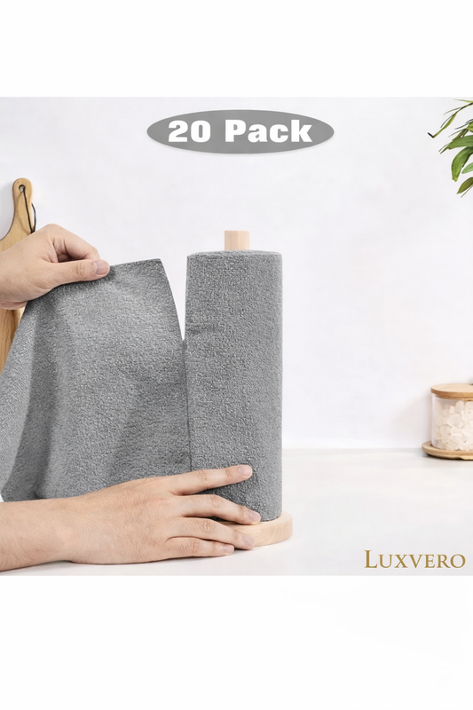 Luxvero Microfiber Cleaning Cloth Roll 25x25CM – 20PCS Reusable Tear-Away Towels | Lint-Free, Super Absorbent & Durable Cleaning Rags | Multipurpose Washable Wipes for Kitchen, Car, Bathroom, Glass & Home Surfaces (Multicolor, 20 Pack)