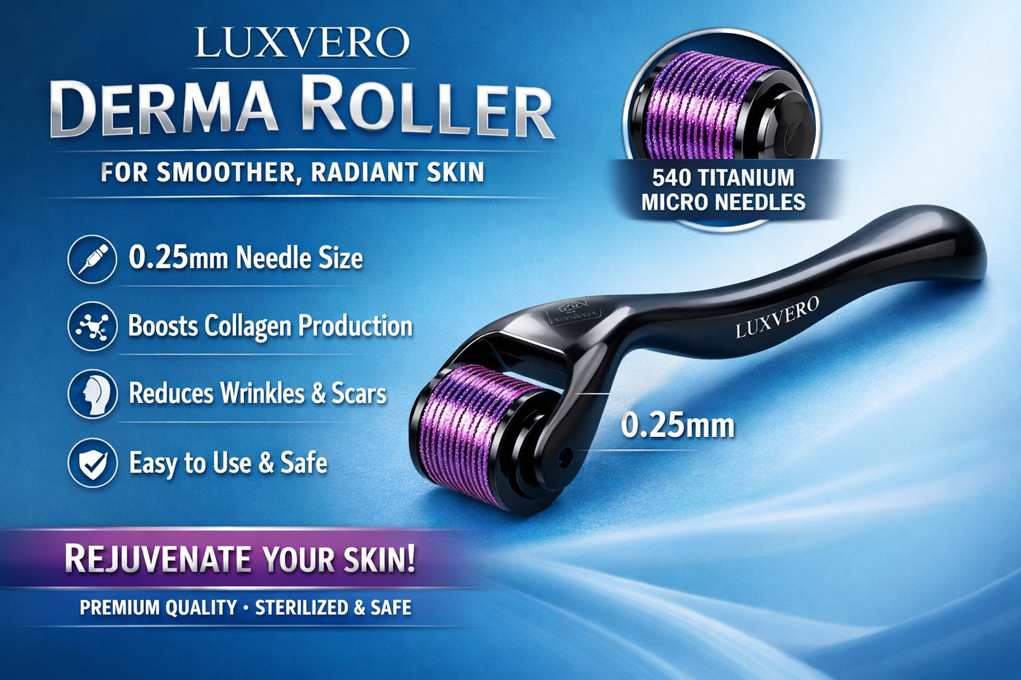 LUXVERO Advanced Microneedling Skin Renewal Device (DERMA ROLLER)